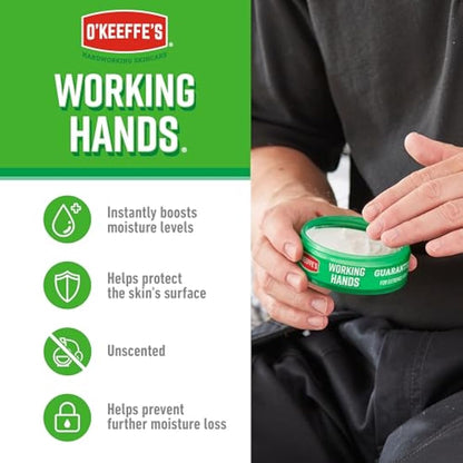 O'Keeffe's Working Hands Value Size Jar 193g (8 Pack) - Hand Cream for Extremely Dry, Cracked Hands | Instantly Boosts Moisture Levels, Creates a Protective Layer & Prevents Moisture Loss