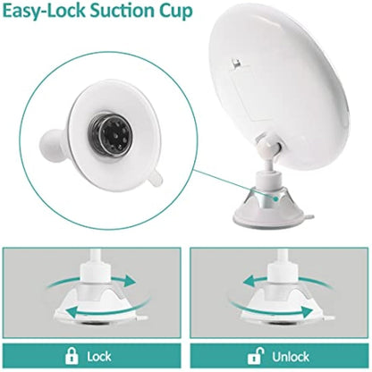 EMKE 5X Magnifying Shaving Mirror with Light, LED Travel Makeup Mirror with Locking Suction Mount | 360° Swivel | Cool Light | Battery, Portable Illuminated for Bathroom, 175mm (UCM03BTMX1W)