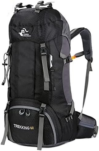 Bseash 60L Waterproof Hiking Camping Backpack with Rain Cover, Lightweight Outdoor Sport Travel Daypack Rucksack for Climbing Skiing