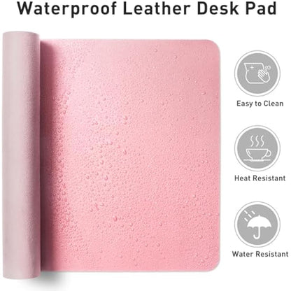 Aothia Leather Desk Pad Protector,Mouse Pad,Office Desk Mat, Non-Slip PU Leather Desk Blotter,Laptop Desk Pad,Waterproof Desk Writing Pad for Office and Home (80cm x 40cm, Fairy Pink)