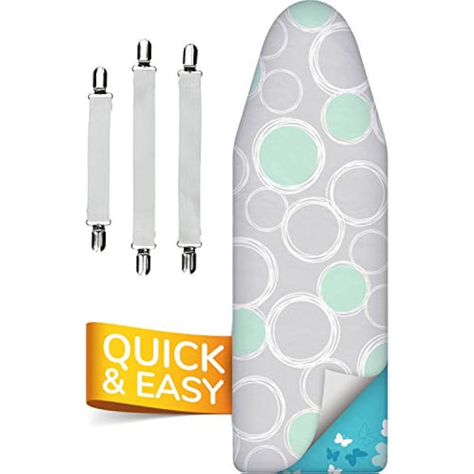 Super Soft 5 Layer Turbo Ironing Board Covers 125 x 45 cm - 50% faster with High Speed Steam Reflection, Made in EU, 100% Cotton Top, 122 x 38, 5 sizes, XL for Dimensions 120-125 x 40-45 cm