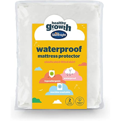 Silentnight Healthy Growth Waterproof Mattress Protector - Deep 30cm Quiet Waterproof Mattress Pad with Fitted Skirt and Soft Touch Cover - Hypoallergenic, Single, White