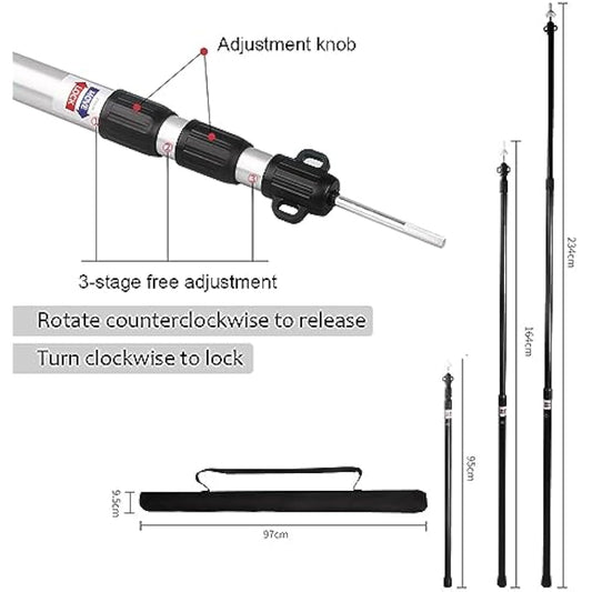 Tiandirenhe Telescopic Pole for Tents, Awning Poles, Telescopic Tent Poles, Aluminium Canopy Support, Telescopic 95-234 cm, Camping Tent Pole, Camping Poles for Tarpaulins, Awning Canopy, Porch