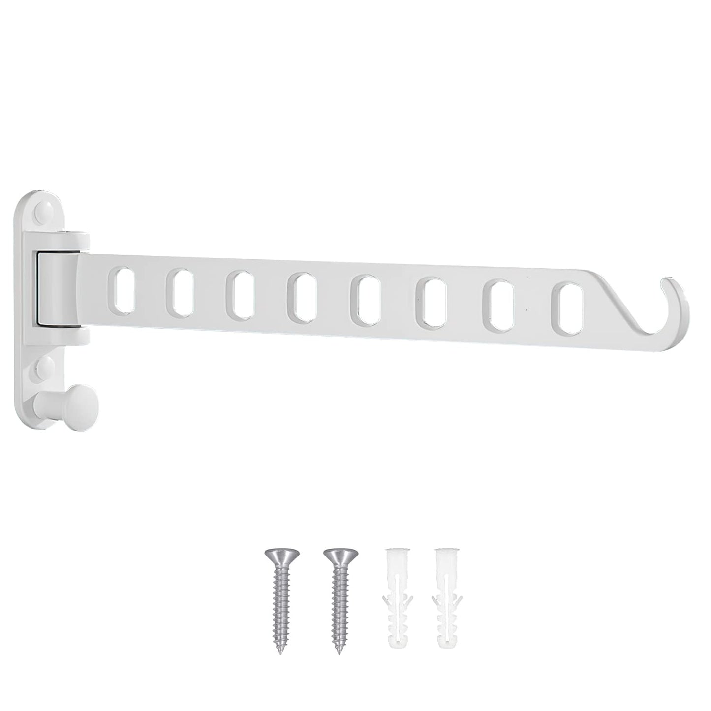 Lxoraziy Wall Mounted Clothes Hanger, Foldable Wall Clothes Airer, 180° Swivel Hanger, Wall Hook with Screw, for Laundry, Bathroom, Utility Room