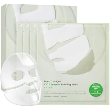 SUNGBOON EDITOR Deep Collagen CICA Tea tree Overnight Mask 37gx4ea | Real Collagen Face Mask with Tea tree & Centella | Acne Face Mask for Calming & Soothing | Korean Skin Care