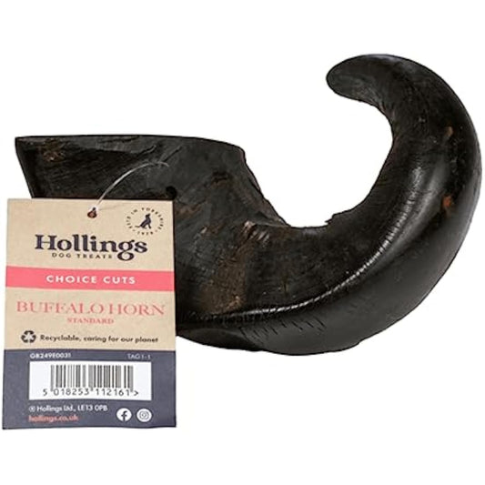 Hollings Buffalo Horn Standard Dog Treat, 100% Natural Grain Free Chew Treat for Adult Dogs, High in Protein and Naturally Low in Fat (1 Pack)