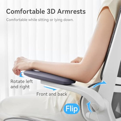 SIHOO M59AS Ergonomic Office Chair, Desk Chair with 3D Coordinated Flip-up Armrests, Computer Chair with Dual Back Design and Adaptive Dynamic Lumbar Support(Grey)