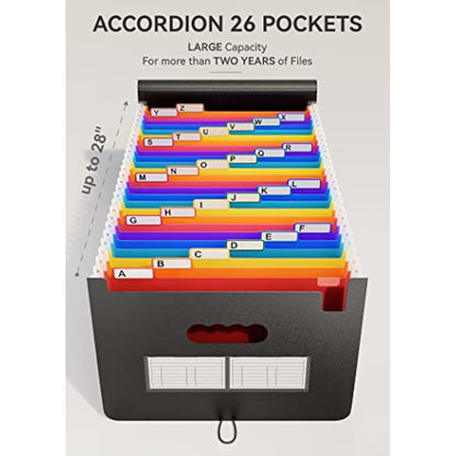 ABC life Expanding File Folders, A4 Accordion Document Organiser Folder Portable Rainbow File Organiser Filing Boxes High Capacity Storage Bag for School/Home/Office