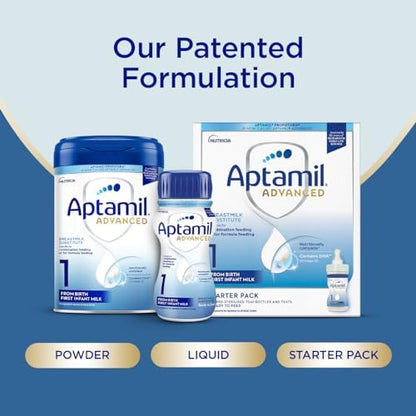 Aptamil Advanced 1 First Infant Baby Milk Powder Formula, from Birth, 800g (Pack of 4)
