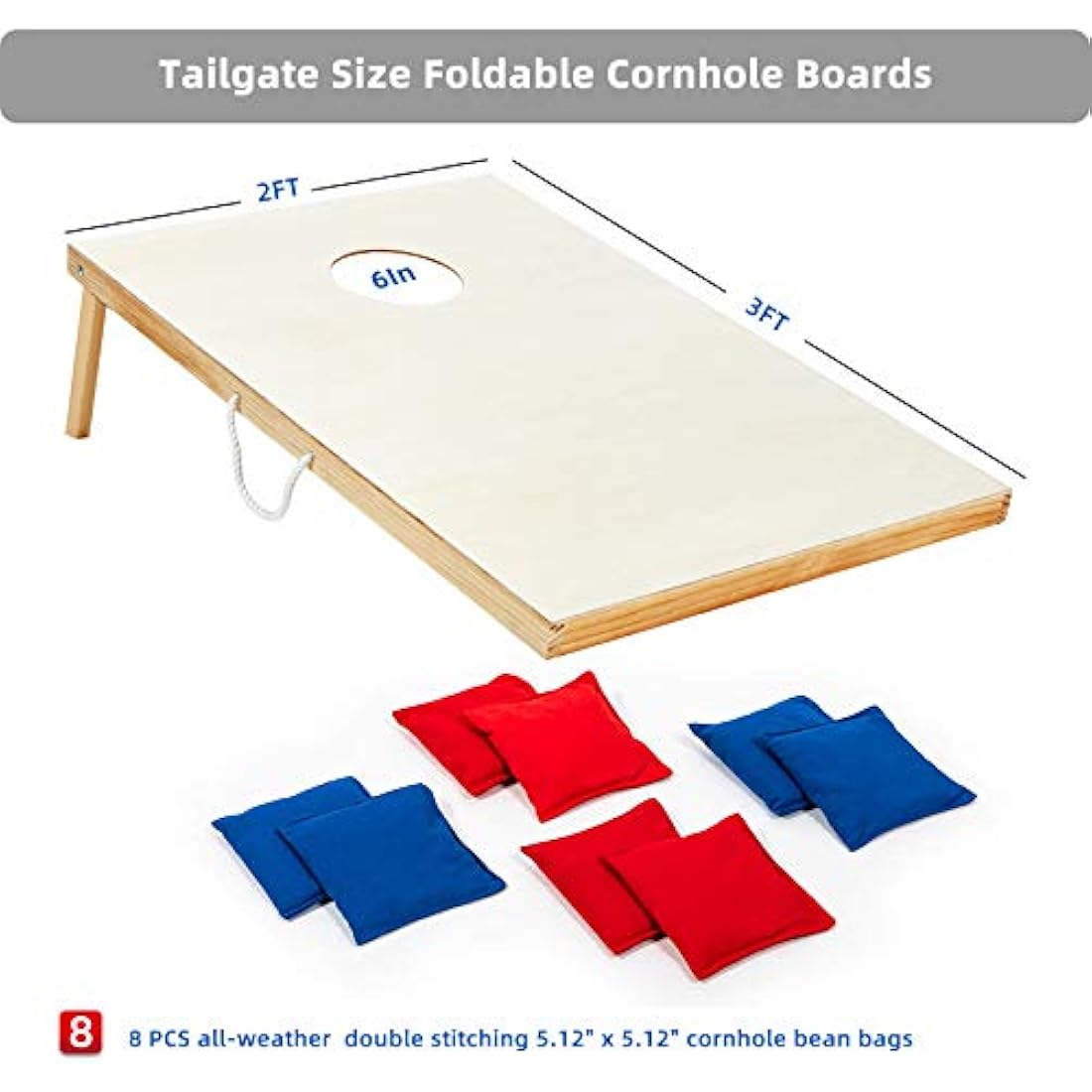 Pointyard Outdoor Cornhole Set - Regulation Cornhole Games with 8 All-Weather Bean Bags and Carrying Case - Portable Backyard Board Game for Teens Adults Family