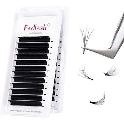 Fadlash Easy Fan Lashes D Curl 0.07 10-11-12mm Mixed Tray Russian Lashes Natural Look Self Fanning Eye Lashes Automatic Blooming Russian Eyelashes Extensions