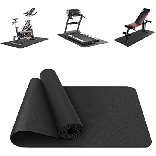 Treadmill Mat, Exercise Equipment Mat Heavy-Duty Protective Floor Mat for Under Stationary Bike, Spin Bike, Fitness Equipment, 180cm x 75cm, Black