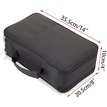 BSTKEY Pencil Case Wrap for Colored Pencils, Large Capacity 360 Slots Pencil Holder with Double Zipper Students School Office Pencil Pouch, Black (No Pencils)