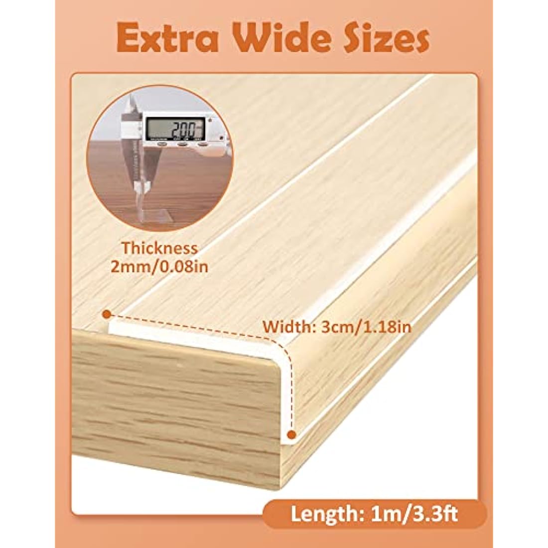 Clear Edge Protector Strip, 1m Extra Strong Transparent Baby Proofing Corners Guards, Extra Wide Nano Tape, Baby Child Safety Tables Corner Guards for Furniture Against Sharp Corners（3cm Width）