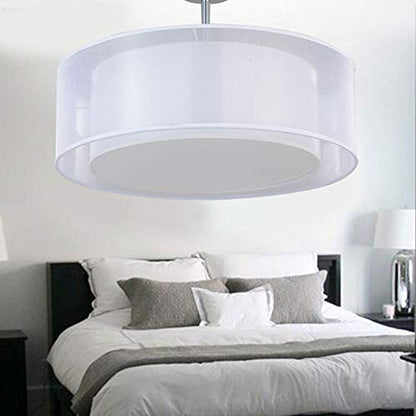 Ceiling Light, SPARKSOR Modern Fabric Pendant Light Shade, Large White Drum Lampshade, 2 Tiers Round Pendant Lamp, for Bedroom Living Room, Flush