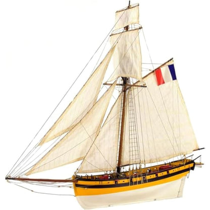 Artesanía Latina - Wooden Ship Model Kit – French Corsair Cutter, Le Renard - Model 22401, Scale 1:50 - Models to Assemble - Intermediate Level