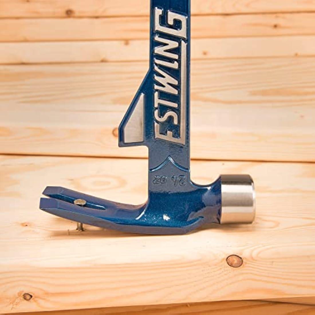 Estwing E6-24T 24oz 16-inch Smooth Face Hammertooth Hammer with Vinyl Shock Reduction Grip, Blue