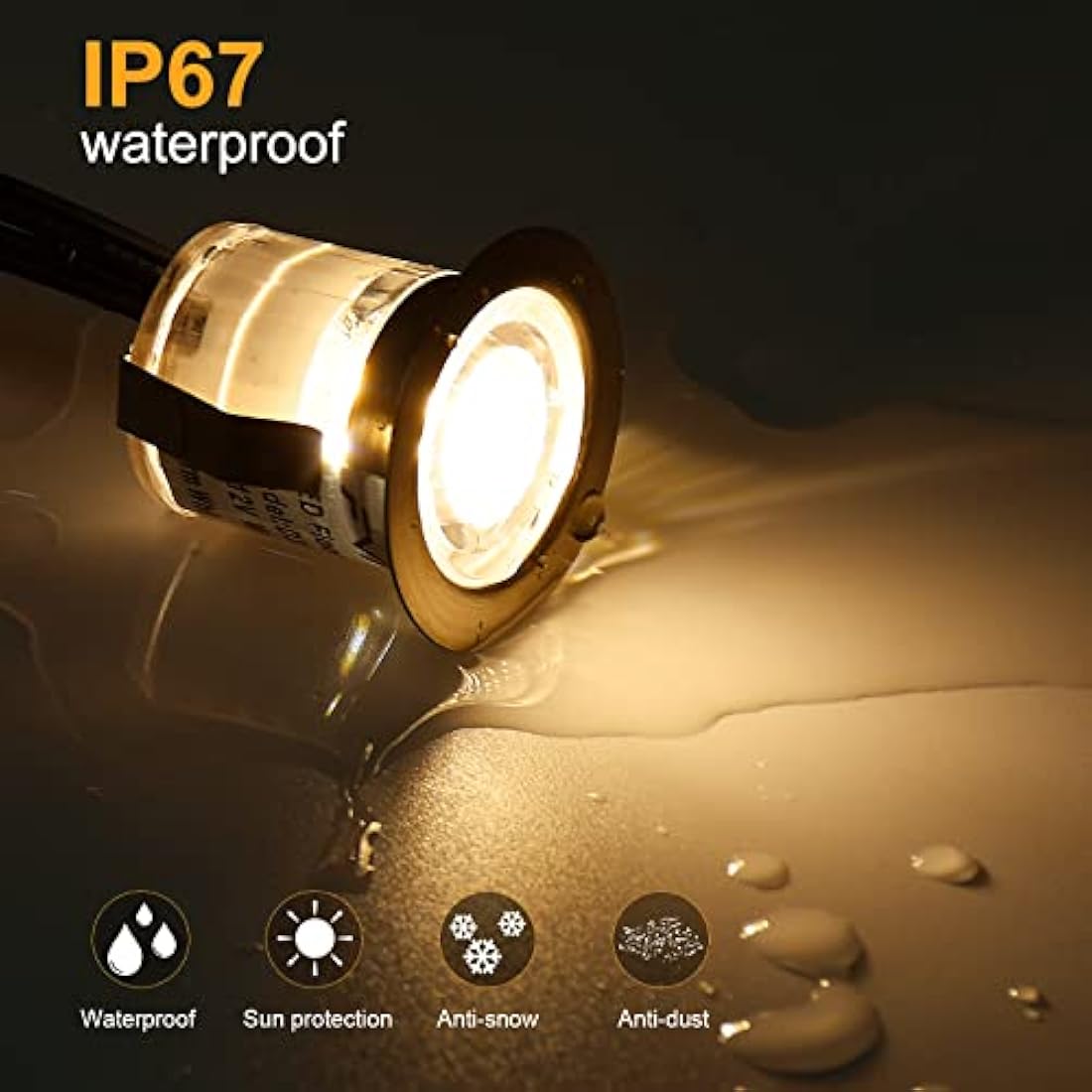 GEYUEYA Home Warm White Decking Lights, φ30mm LED Deck Lights 12V 0.6W IP67 Waterproof, Led Plinth Light for Terrace/Patio/Path/Wall/Garden/Decoration - 10 Packs