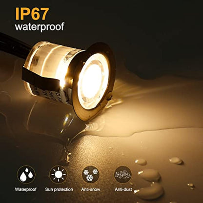 GEYUEYA Home Warm White Decking Lights, φ30mm LED Deck Lights 12V 0.6W IP67 Waterproof, Led Plinth Light for Terrace/Patio/Path/Wall/Garden/Decoration - 20 Packs