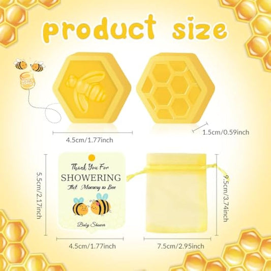 AIXIANG Bee Baby Shower Favors Honeycomb Soap with Organza Drawsting Favor Bags and Thank Cards for Gender Reveal Decorations, Party Favors,Guest Favors,Baby Shower Gifts
