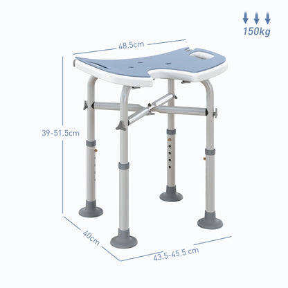 HOMCOM 39-51.5cm 'U' Seat Padded Shower Stool - Light Blue