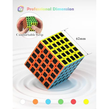 ROXENDA Speed Cube, Magic Puzzle Cube Super-durable Carbon Fiber Sticker with Vivid Colors for Kids (5x5x5)