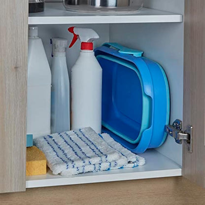 Spontex Ultra Compact Twist Mop and Bucket Set | Microfibre Mop with Built-In Self-Wringing System | 10L Foldable Bucket | Cleans Laminate, Wood & Tile Flooring | Washable Mop Head