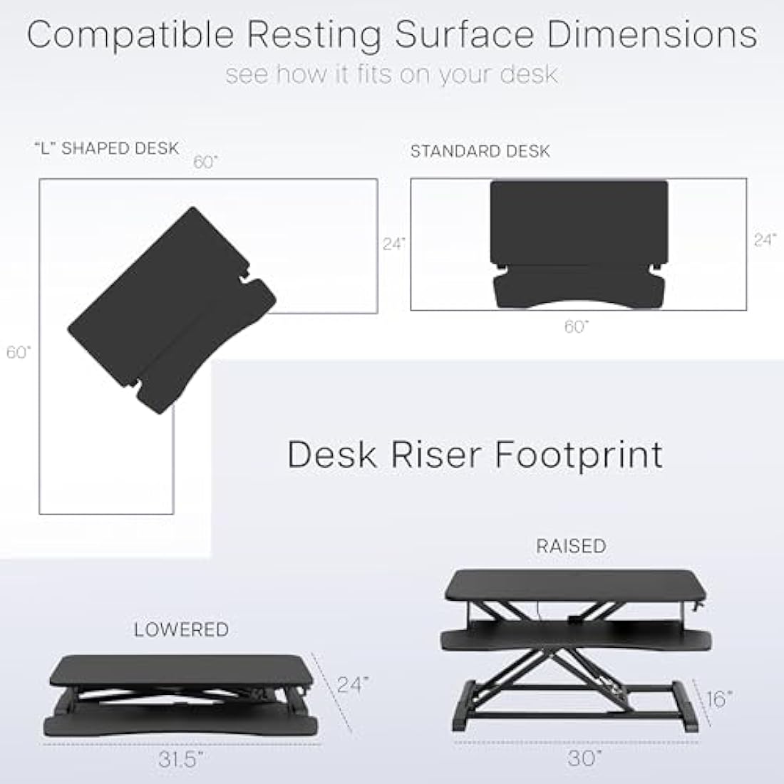 VIVO Standing 81 cm Desk Converter, Height Adjustable Riser, Sit to Stand Dual Monitor and Laptop Workstation with Wide Keyboard Tray, Black, DESK-V000K