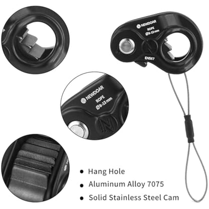 NewDoar Rope Ascender Lightweight Rope Clamp Ascender Riser Adjuster Fits 8-13mm Rope Self-Locking Grip for Rock Climbing,Hunting,Protection Rescue,Rappelling,Arborist,Gear Equipment