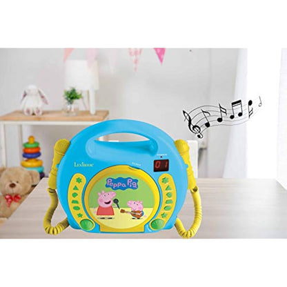 Lexibook, Peppa Pig, Portable CD player with Microphones, Music Player, Repeat and Programming, Karaoke, Headphones jack, Blue/yellow, RCDK100PP