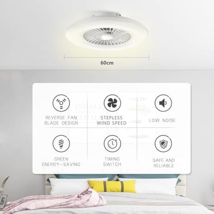 BKZO Smart LED Ceiling Light with Fan,RGB Ceiling Fan Lights, Stepless Dimming Light, 60CM Modern Fan Lighting,Ceiling Fan with RGB Light for Living Room, Dining Room, Bedroom