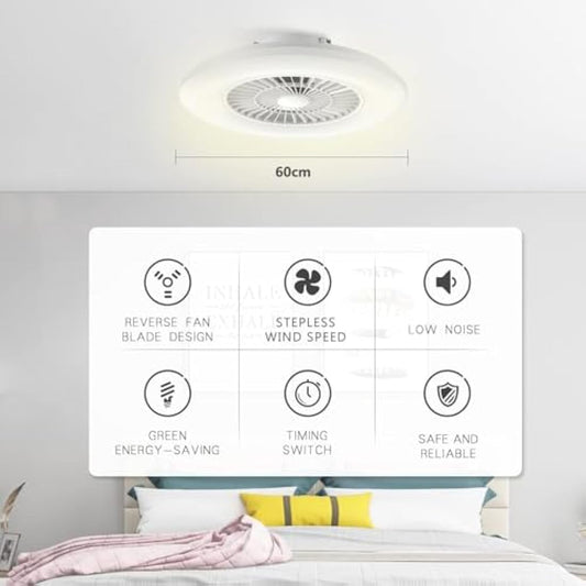 BKZO Smart LED Ceiling Light with Fan,RGB Ceiling Fan Lights, Stepless Dimming Light, 60CM Modern Fan Lighting,Ceiling Fan with RGB Light for Living Room, Dining Room, Bedroom