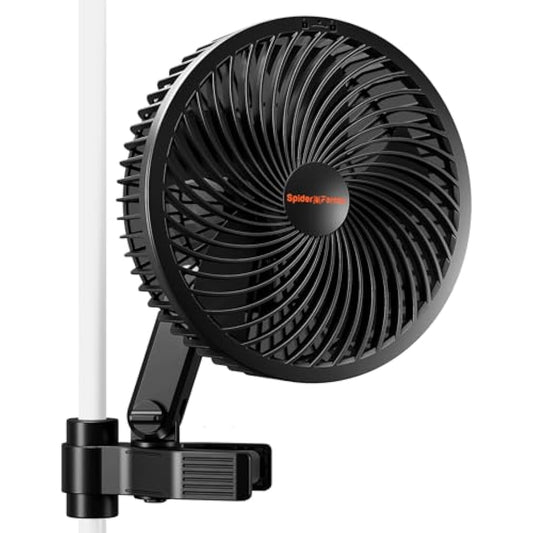 SPIDER FARMER Grow Tent Clip Fan 6” with 10 Dynamic Wind Speeds and 10-Level Oscillation, EC Motor, IP-44 Protection Auto Oscillating Clip Fan Powerful Airflow Low Noise for Ventilation Circulation