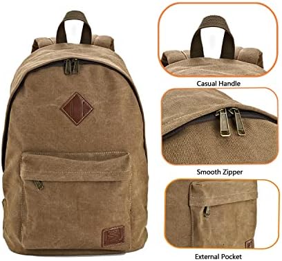seemeroad Canvas Vintage Backpack Lightweight Travel Daypack Laptop Backpack College Student Rucksack for Men Women