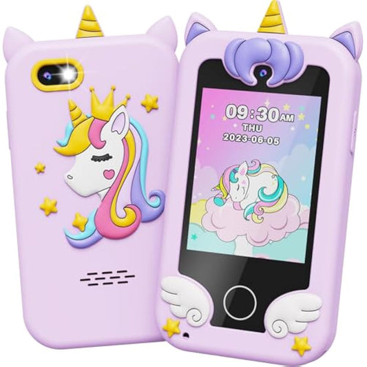 UCIDCI Kids Phone for Girls Toy Phone with Dual Camera, Toddler Mini Phone Toys with Learning Games, Travel Toys with MP3 Music Player for Christmas, Birthday Gifts for 3 4 5 6 7 Year Old Boys