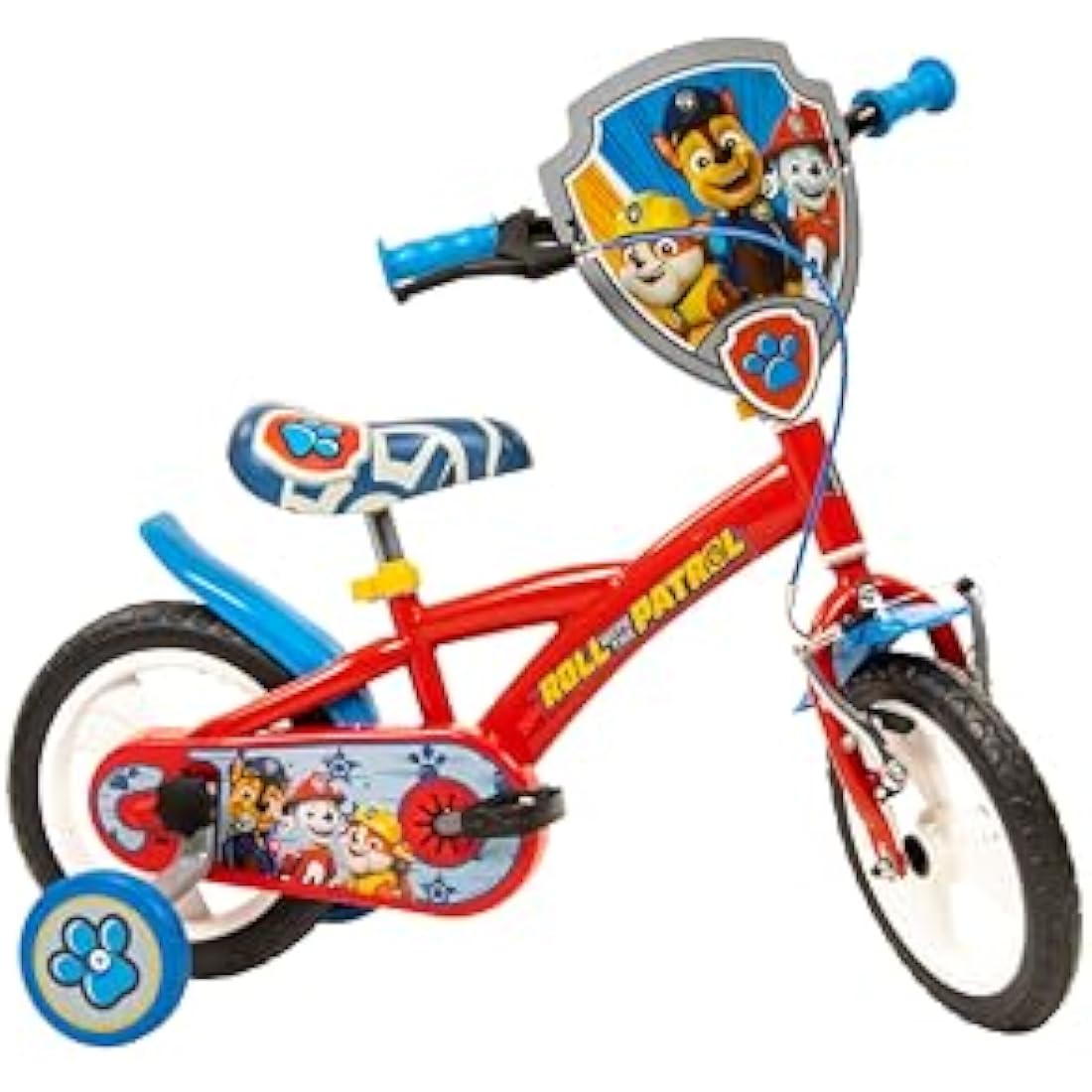 Toimsa Paw Patrol Kids Bike, Learn to Ride Bicycle, With Training Wheel Stabilisers, for Children Age 3+, Blue and Red