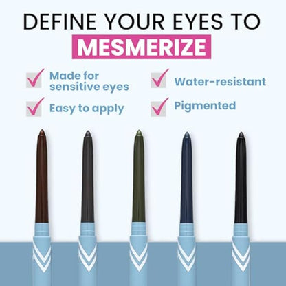 Prime Prometics PrimeEyes Glide Eyeliner for Mature Women – Waterproof, Long-Stay and Mess-Proof – Gel Cream Texture, Discreet Sharpener and Effective Smudger (Emerald)