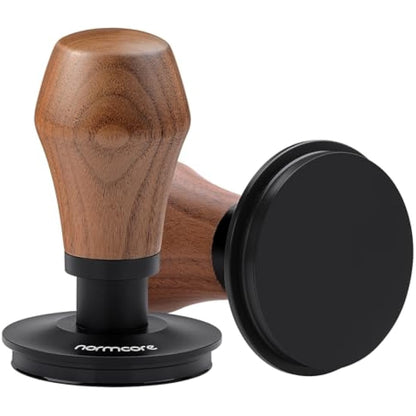 Normcore 58.5mm Espresso Coffee Tamper V4, Spring Loaded Tamper With Titanium PVD Coating Flat Base -15lb / 25lb / 30lbs Replacement Springs, Genuine American Walnut Handle