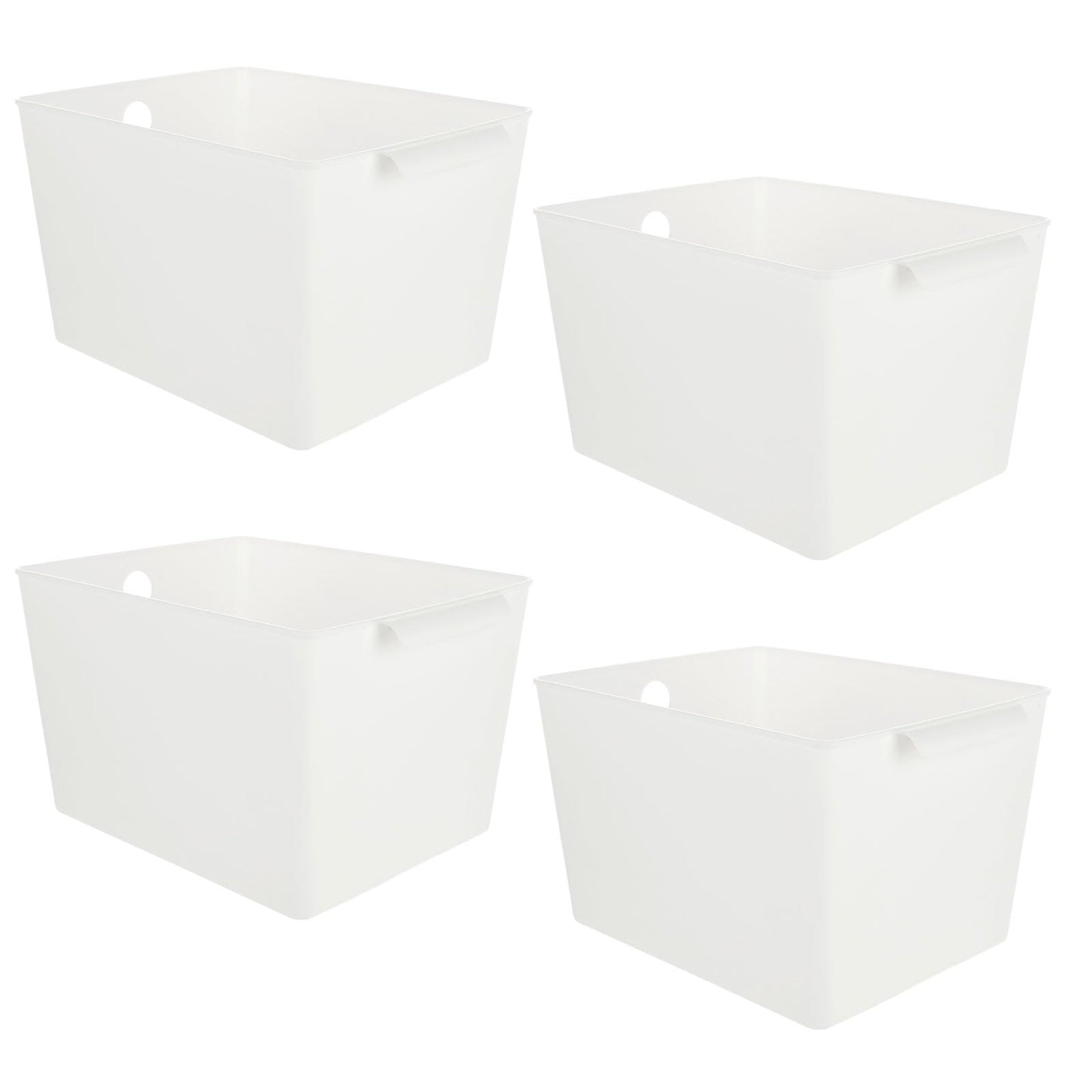 ASelected 4Pcs Plastic Storage Boxes With Handle White Box 26X19X15Cm Cupboard Storage Boxes Plastic Storage Basket Kitchen Cupboard Home And