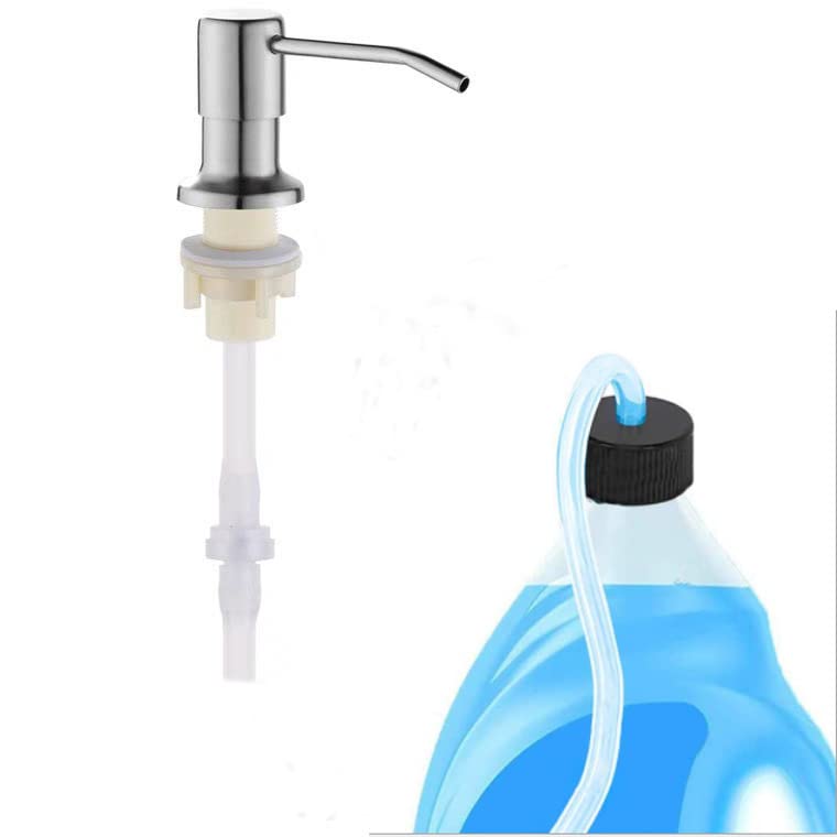 WANGCL Kitchen Sink Soap Dispenser Stainless Steel Lotion Dispenser With 120cm Silicone Hose And 3pcs Compatible Bottle Caps For Home Kitchen