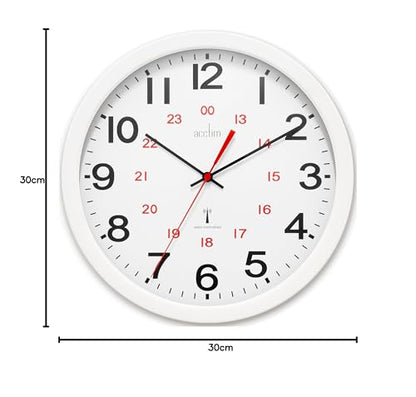 Acctim Wall Clock Radio Controlled 30cm White 74172, 30cm x 30 cm