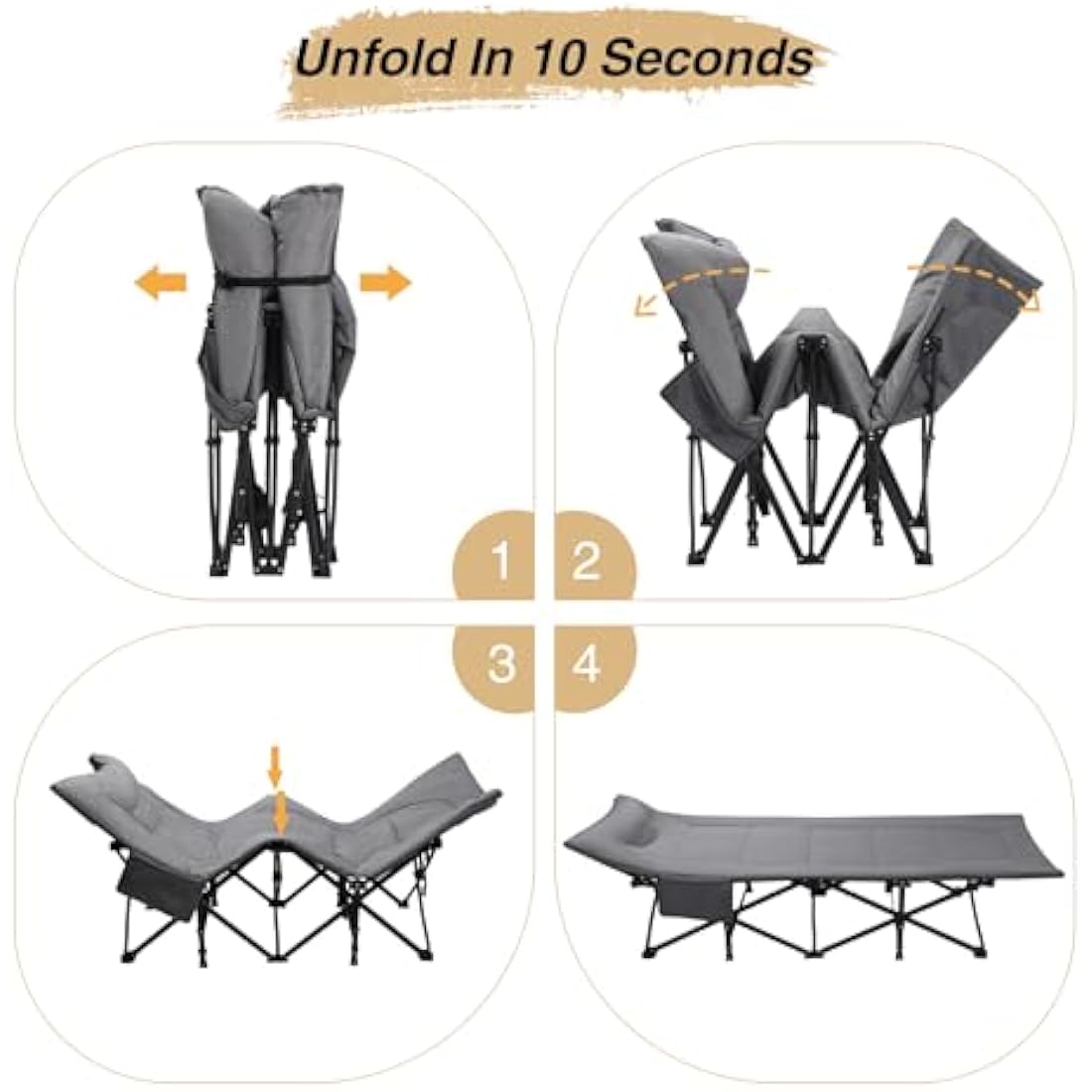 REDCAMP XXL Oversized Camp Bed for adults 500lbs with Cushion and Pillow,29.5" Extra Wide Heavy Duty Sturdy Folding Camping Bed Portable, Stronge Thicker Tubes Sleeping Cot Outdoor Travel Office