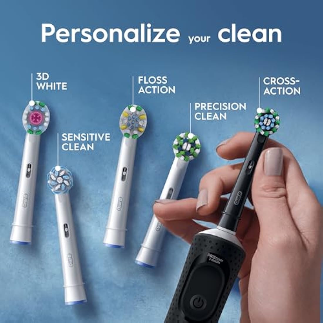 Oral-B Vitality Pro Electric Toothbrushes for Adults, for Him/Her, 1 Handle, 2 Toothbrush Heads, 3 Brushing Modes Including Sensitive Plus, 2 Pin UK Plug, Black (Packing May Vary)