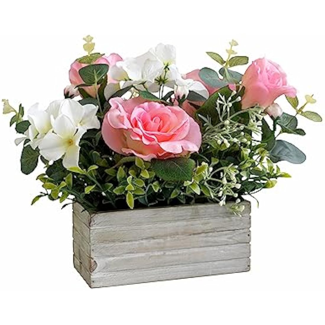 Mr.Bom Artificial Flowers Plants Fake Pink Roses Hydrangeas Floral Arrangements in Pots for Home Wedding Table Centerpieces Indoor Outdoor Decoration