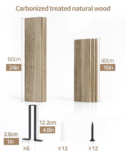 Gronda Rustic Floating Shelves 60CM, Wooden Wall Mounted Shelf Long Storage Hanging Shelf Farmhouse Display for Bedroom Living Room Bathroom Kitchen