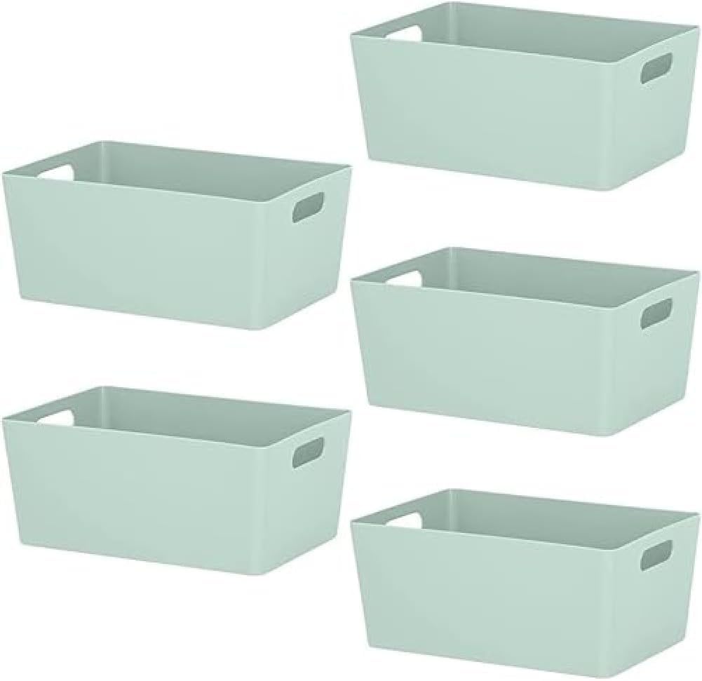 Niftii 5-Pack Plastic Storage Baskets with Sturdy Handles, Lightweight & Durable Design, Ideal for Kitchen, Bathroom, and Cleaning Organisation