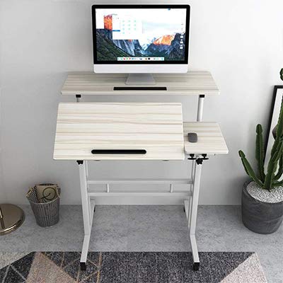 sogesfurniture Mobile Laptop Stand Desk Computer Workstation, Adjustable Notebook Cart Tray PC Table Sit-Stand Workstation with Keyboard Tray for