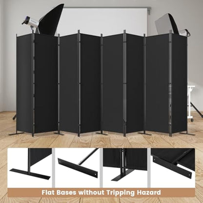 C-Hopetree 8 Panels Room Divider, 180cm Tall Indoor Folding Privacy Screen, Portable Partition Separator, Freestanding Separation Temporary Wall for Office, Bedroom, 404cm W X 180cm H, Black