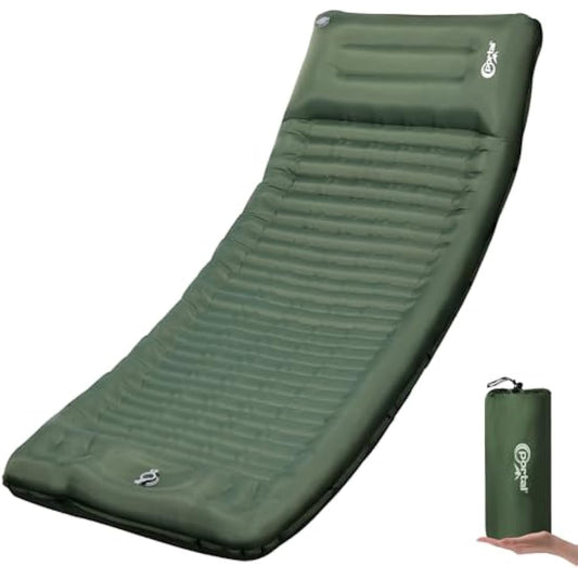 Portal Camping Mattress Single 10cm Thick with Foot Pump Inflatable Camping Mat Sleeping Pad Inflating Tent Mattress Camp Air Bed for Adults Lightweight Roll Mat Portable Outdoor Backpack