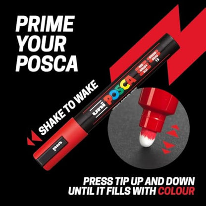 Posca Water Based Permanent Marker Paint Pen - Multi Surface Use - PC-3M 0.9-1.3mm Fine - Set of 16 Pens in Plastic Gift Wallet - Full Spectrum